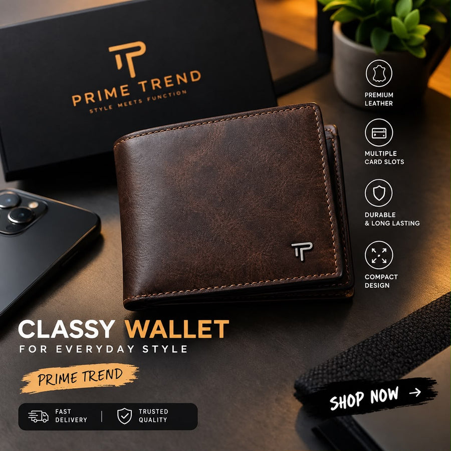 Prime Trend Premium Brown Leather Wallet – Classy & Compact